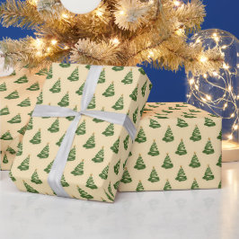 Papel De Presente Modern Swirl Ribbon Christmas Trees
