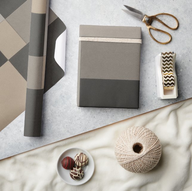 Papel De Presente Modern Taupe & Charcoal Geometric  (Artesanato)