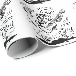 Papel De Presente Modern Trendy Vintage Skeleton Tocando Violão