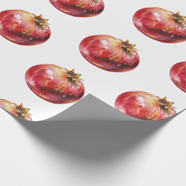 Papel De Presente Modern Trendy Watercolor Fruit  Pomegranate (Ponta)