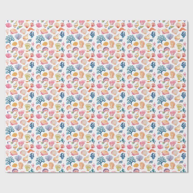 Papel De Presente Modern Tropical Plant Print – Pink and Green  (Aberto)