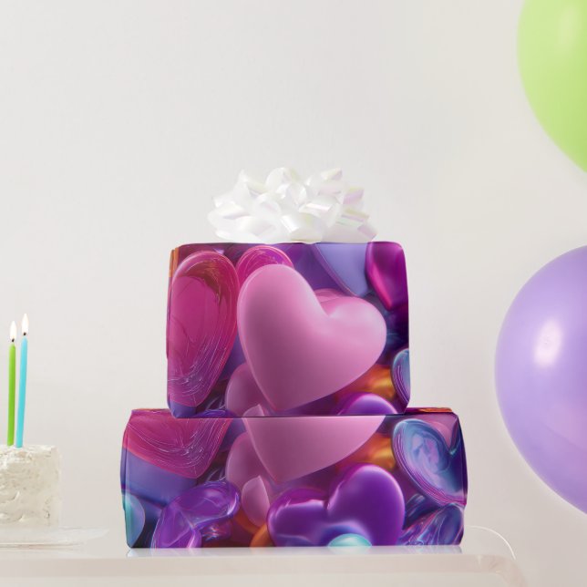 Papel De Presente Modern Valentine Wrapping Paper– Abstract Colorful (Presentes para festas)