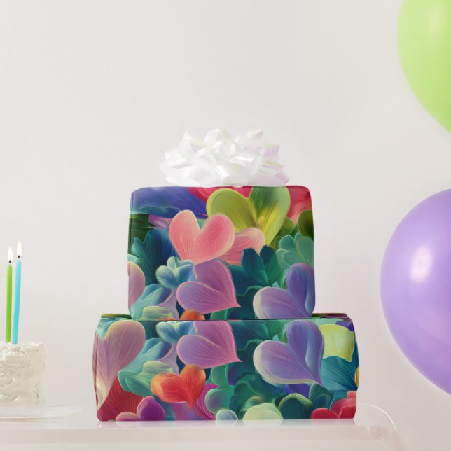 Papel De Presente Modern Valentine Wrapping Paper– Abstract Colorful (Presentes para festas)