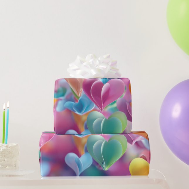 Papel De Presente Modern Valentine Wrapping Paper– Abstract Colorful (Presentes para festas)