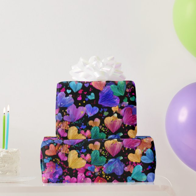 Papel De Presente Modern Valentine Wrapping Paper– Abstract Colorful (Presentes para festas)