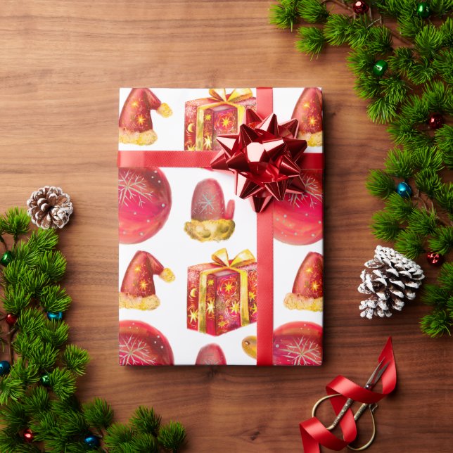 Papel De Presente Modern Watercolor  Wrapping Paper (Presente de Natal)