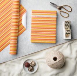 Papel De Presente Modern Yellow, Orange & White Zig Zag Pattern