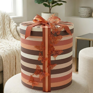 Papel De Presente Moderna Linear   Terracota e Apricot