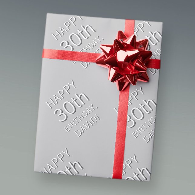 Papel De Presente Moderno Aniversário Editável Qualquer Nome/Idade (Criador carregado)