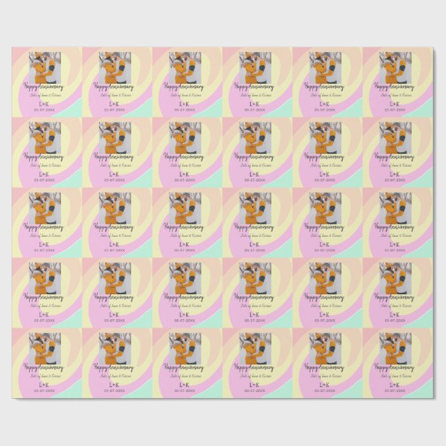 Papel De Presente Moderno Boho feliz aniversário adicione nome data  (Aberto)