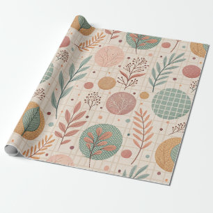 Papel De Presente Moderno Botânico Boho Minimalista e Geométrico