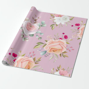 Papel De Presente moderno    chicred, rosa floral