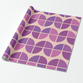 Papel De Presente Moderno de Meados do Século com Rosa Geométrico 