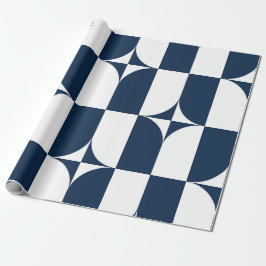 Papel De Presente Moderno do século médio azul e branco