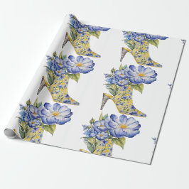 Papel De Presente Moderno Elegante Chinoiserie Floral Salto Alto
