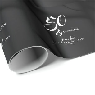 Papel De Presente Moderno Elegante Preto Branco Cinquenta Fabuloso A