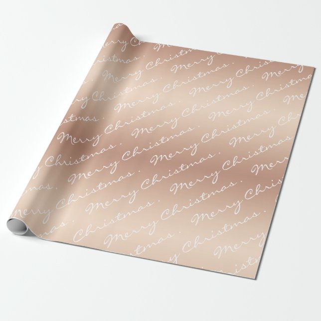 Papel De Presente Moderno Elegante - Rosa de Script de Feliz Natal D (Desenrolado)