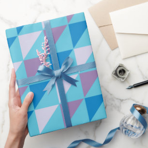 Papel De Presente Moderno Geométrico, azul triangular