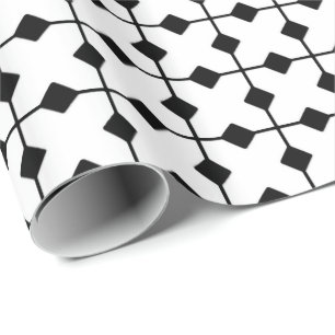 Papel De Presente Moderno Geométrico, Ouros - Branco e preto