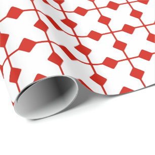 Papel De Presente Moderno Geométrico, Ouros - Vermelho escuro e bran