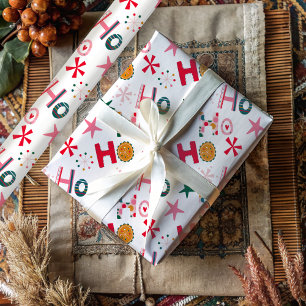 Papel De Presente Moderno Ho Ho Ho Natal Colorido