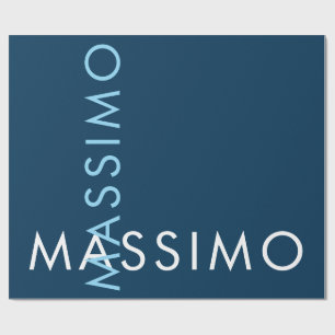 Papel De Presente Moderno Minimalista Elegante Simples Nome Azul Pru