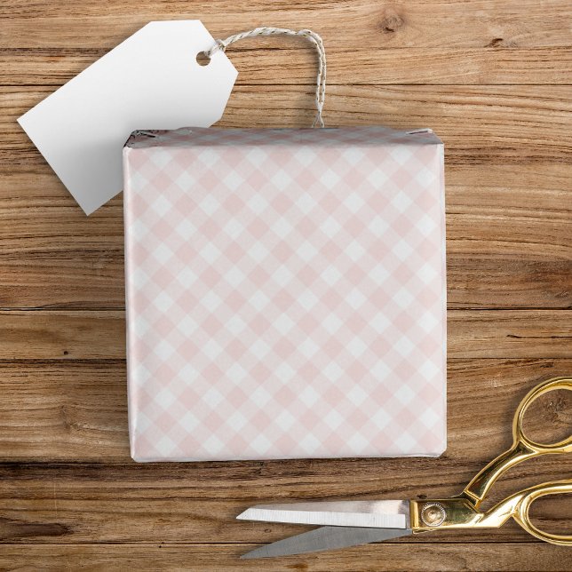 Papel De Presente Moderno + Rosa claro doce Gingham (Criador carregado)