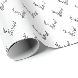Papel De Presente Moderno Rústico Férias de Natal Chifres de Rena
