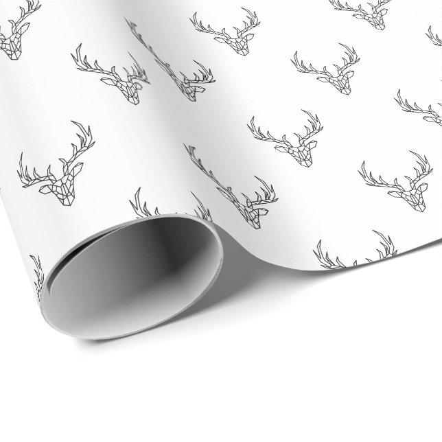 Papel De Presente Moderno Rústico Férias de Natal Chifres de Rena (Ponta do rolo)