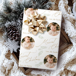 Papel De Presente Moderno Script Feliz Natal Família 2 foto