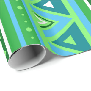 Papel De Presente Moderno Sudoeste Geométrico, Verde e Aqua