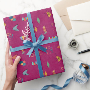 Papel De Presente Moderno Texturizado Rosa Escuro de Meados do Sécul
