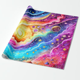 PAPEL DE PRESENTE MODERNO TRENDY OUTER SPACE DESIGN