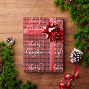 Papel De Presente Moderno Xadrez Vermelho Preto Natal Feliz Feriado