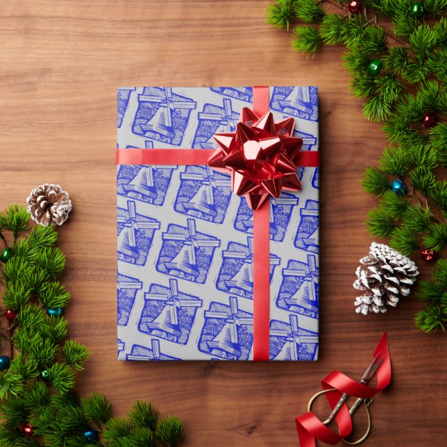 Papel De Presente Moinho, Olhar Delft. (Presente de Natal)