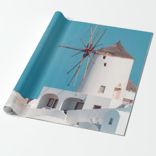 Papel De Presente Moinhos de vento castanhos e brancos