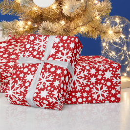 Papel De Presente Mola de flocos de neve brancos vermelhos