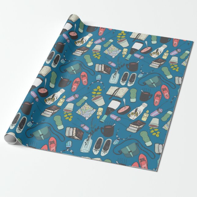 Papel De Presente Mola de ilustração da moda desenhada à mão (Desenrolado)