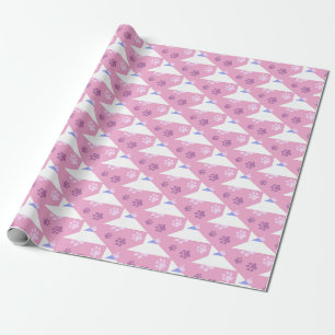 Papel De Presente Mola de impressão rosa, magenta e branca