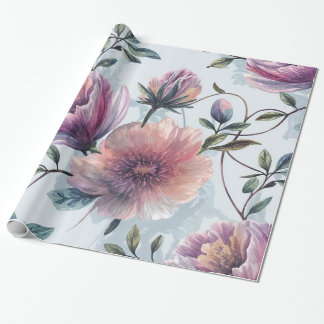 Papel De Presente Mola de Presente de Aquarela Floral Suave
