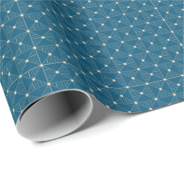 Papel De Presente Mola Geométrica Dourada de Presente  de Teal Blue 