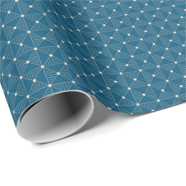 Papel De Presente Mola Geométrica Dourada de Presente  de Teal Blue  (Ponta do rolo)
