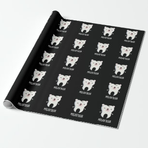 Papel De Presente Molar Bear Engraçado Tooth Escuro BG
