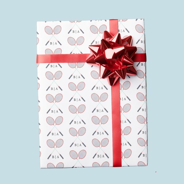 Papel De Presente Moldagem de Padrão do Conjunto do Badminton do Mon (Custom Monogram Badminton Racket Pattern Wrapping Wrapping Paper
)