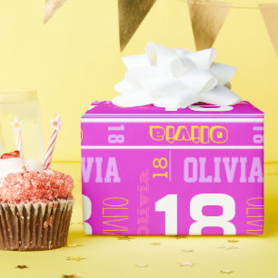 Papel De Presente Moldura de aniversário de 18 anos para raparigas d
