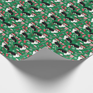 Papel De Presente Moldura de Natal de Corgi de três cores