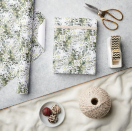 Papel De Presente Moldura de ouro de folhagem verde-alvejada