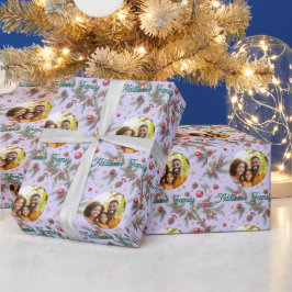 Papel De Presente Moldura de Pinheiro Dourada