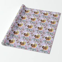 Papel De Presente Moldura de Pinheiro Dourada