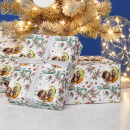 Papel De Presente Moldura de Pinheiro Dourada